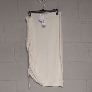 The Drop Women's Amanda Textured Side Ruched Skirt XL, Ivory